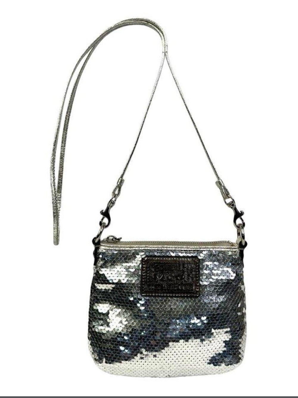 Coach Poppy Silver Sequin Crossbody Bag